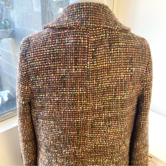 Kimchi & Blue Wool Blend Tweed Coat in Multicolor Brown Plaid, Size M - Picture 9 of 14